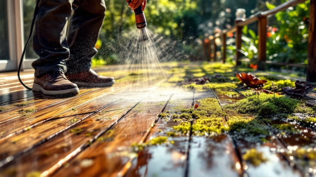 Professional moss removal services in Hertfordshire - decking transformation